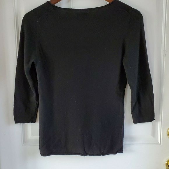 Eileen Fisher Black Wool Cashmere Blend Pullover Sweater 3/4 Sleeves Size XS - Picture 3 of 5
